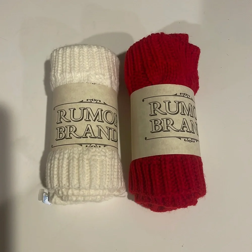 Boot Cuffs Sets 3 Pair Solid Red Creamy Winter White Brand New Knee Crochet Knit